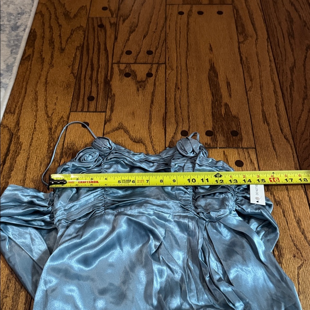 NWT For Love & Lemons Winona Bridesmaid Satin Maxi Gown In Blue Size Small - Picture 12 of 15